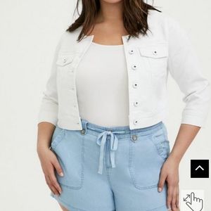 Torrid Denim Crop Collarless Jacket size 0 size 12